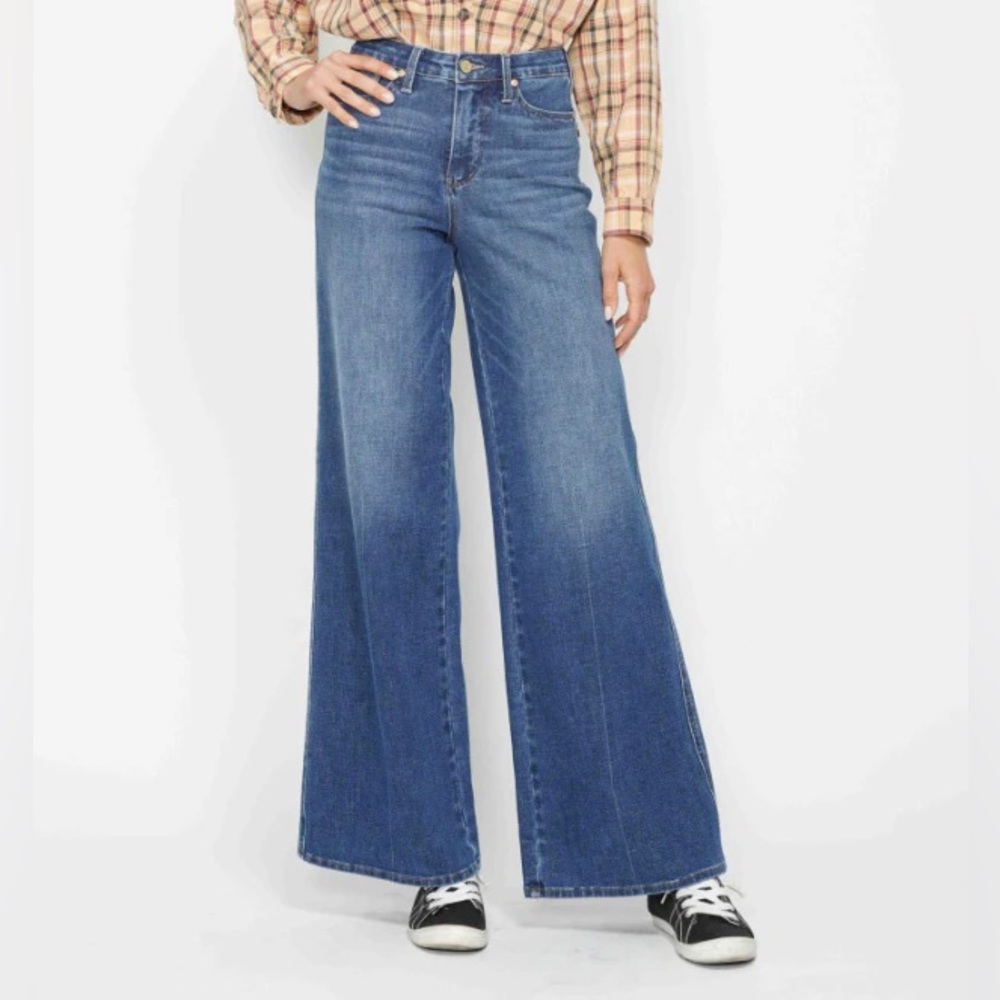NWT Judy Blue Tummy Control Retro Wide Leg Jeans Dark Blue Size 11 / 30